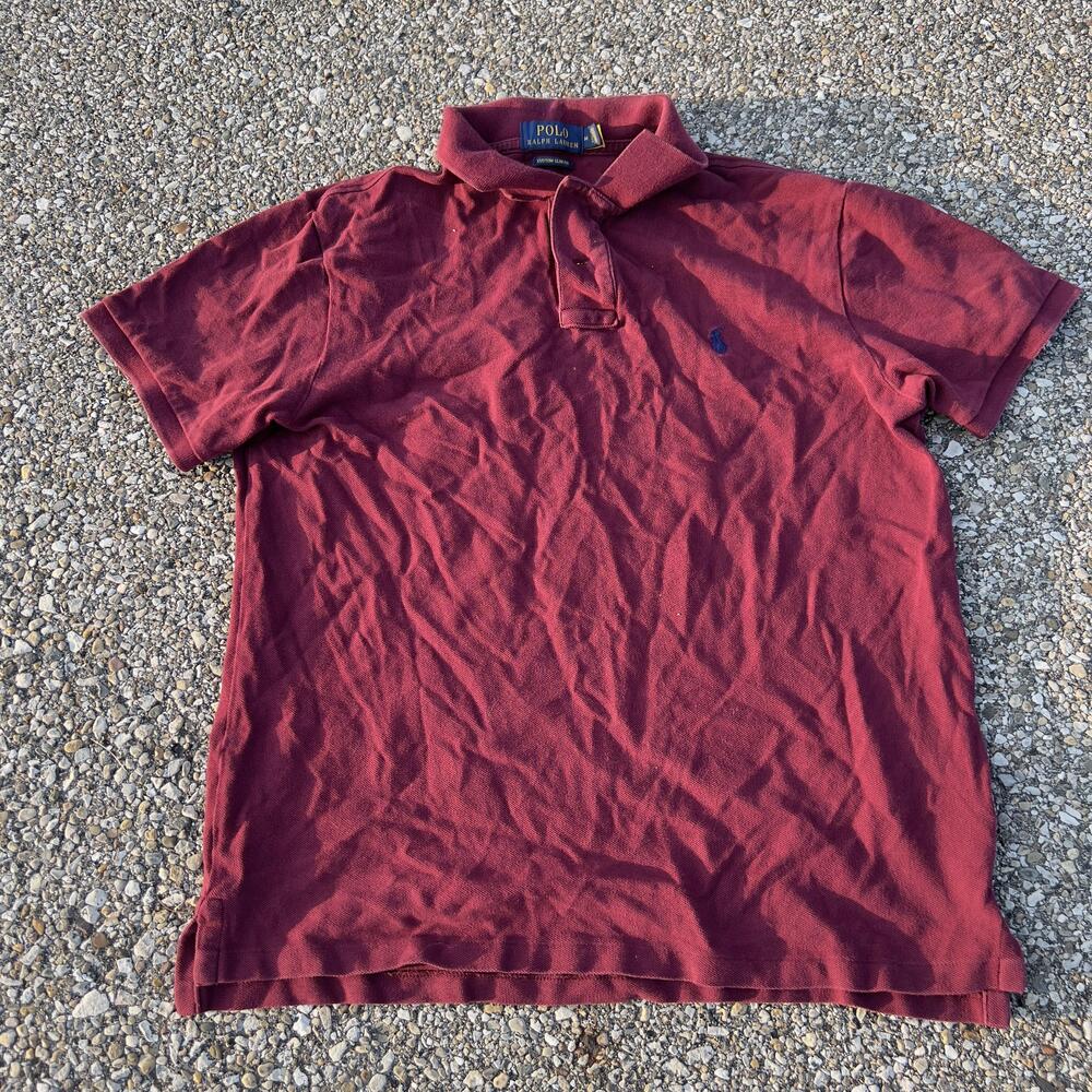 Polo Ralph Lauren Polo Shirt Mens Medium Red Custom Slim Fit Pony Logo Cotton